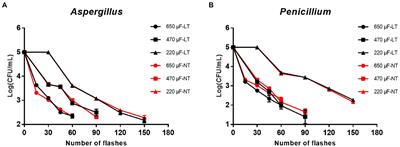 Intense pulsed light for inactivating planktonic and biofilm molds in food